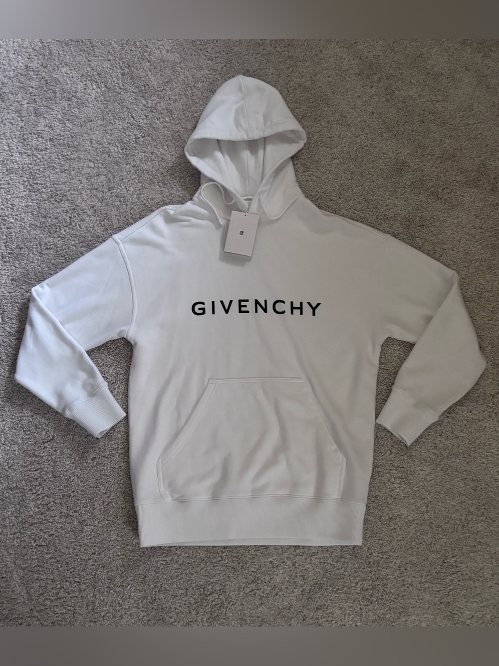 Givenchy White Pullover Hoodie with Black Logo